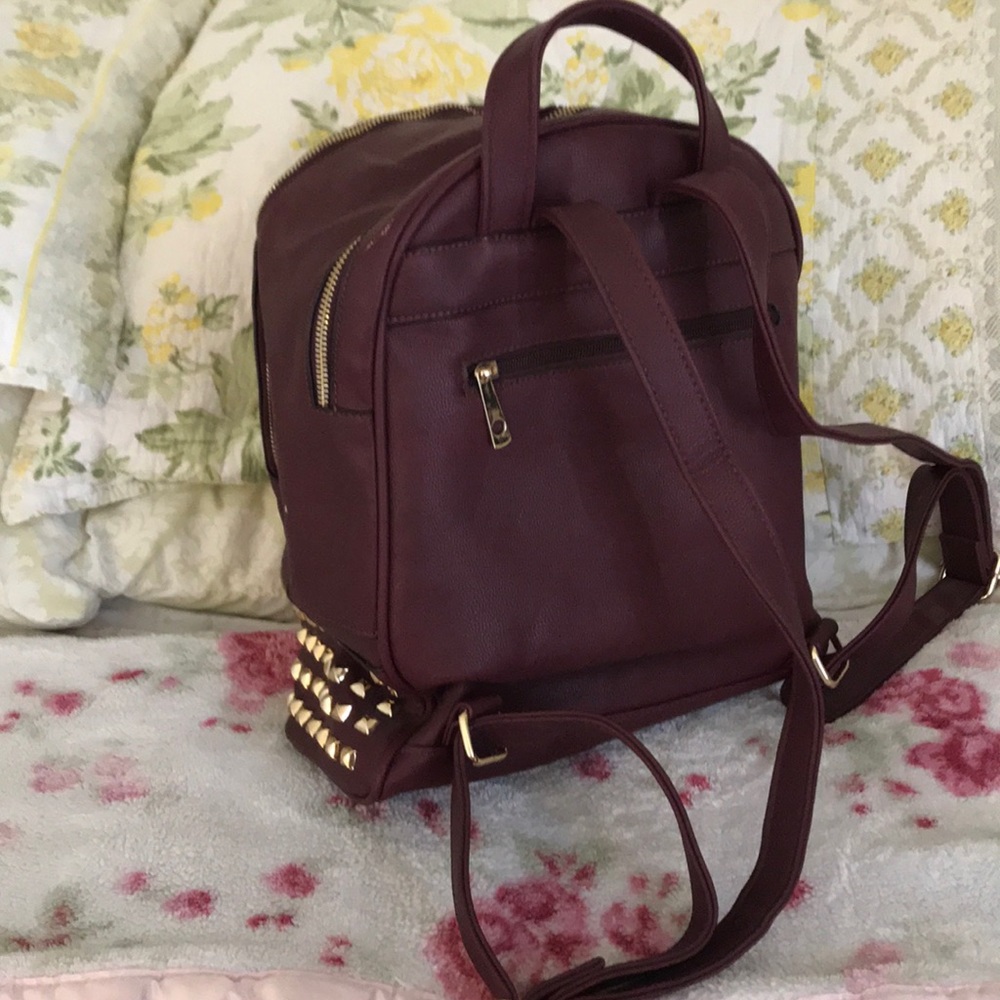 Maroon Studded backpack - Picture 3 of 3